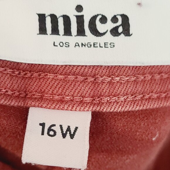 Mica Los Angles Women's  Button Fly Barrel Crop Denim Pants Size 16W - Picture 6 of 7